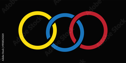 Abstract shape for branding, logotype design. Three circles in chain, triple infinity. Three Circle Logo.