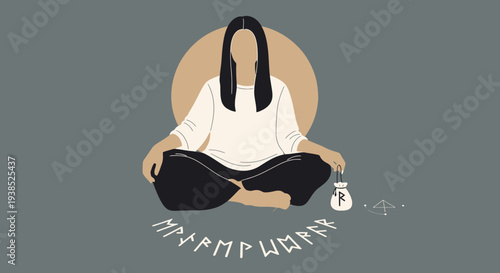 Woman meditating in lotus position with serene expression.