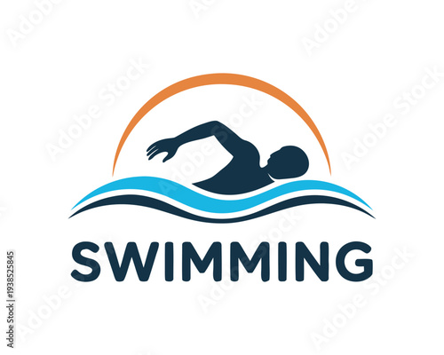 Swimming Athlete Silhouette Vector, Professional Swimmer Stroke Illustration