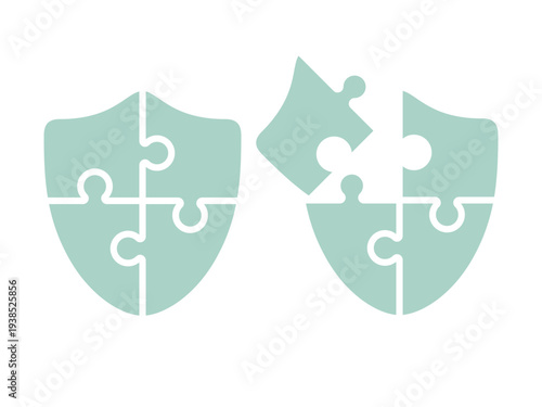 Shield puzzle icon set. Vector illustration