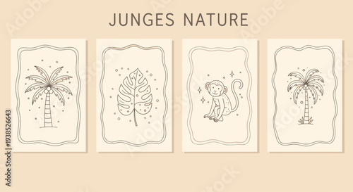 Boho Tropical Art Prints: Palm Trees, Monstera Leaf, Monkey