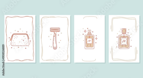 Cosmetics and beauty products flat illustration set, vector art.