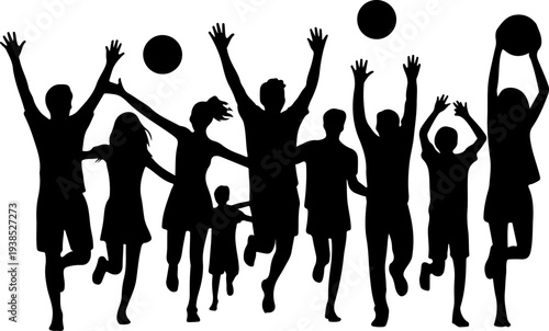 Summer Beach Activities Silhouette Vector Set