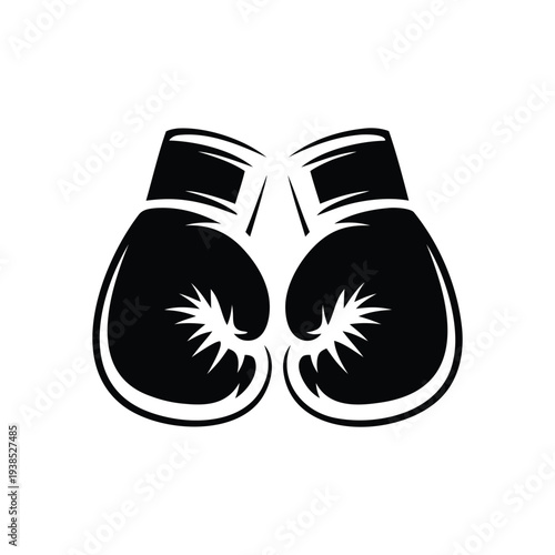 Black Boxing Gloves Icon Isolated on White Background, Combat Sport Symbol Illustration