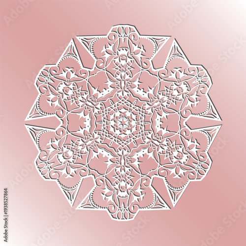 Cutting card. Laser cut  star vector panel. Cutout silhouette with star pattern. Filigree star pattern for paper cutting. hexagonal star. withe