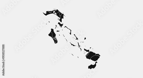 Bahamas Map Silhouette Black Outline Isolated on White Background, Caribbean Country Outline