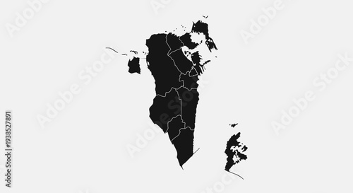 Bahrain Map Silhouette Black Isolated on White Background, Geographic Outline