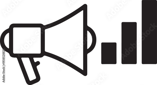 Megaphone and bar graph icon