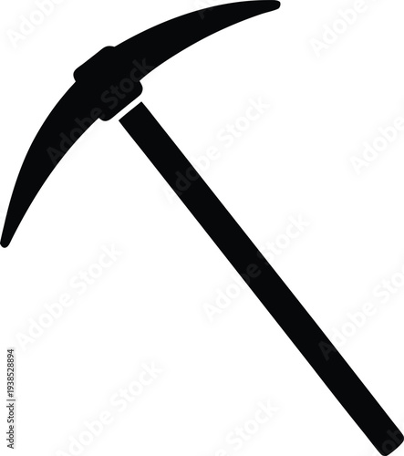 pickaxe silhouette vector art illustration, black and white design