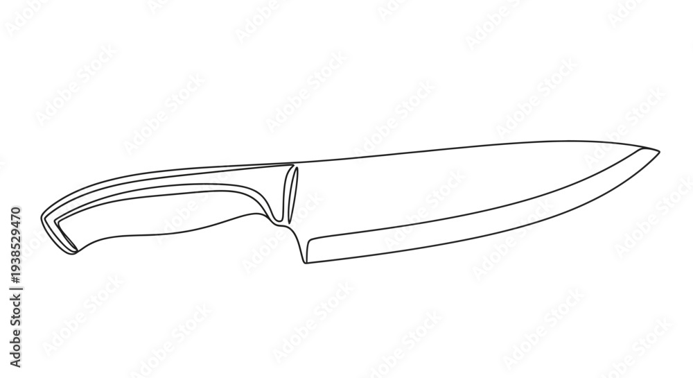 Obraz premium Chefs Knife Line Art Drawing Isolated on White Background