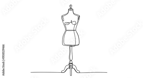 Tailors Dummy Continuous Line Art Drawing Isolated on White Background