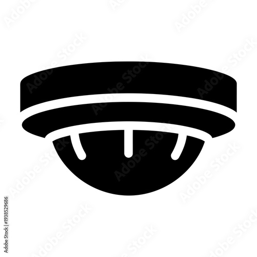Smoke detector icon for fire safety and prevention in home or office security systems, minimalist black silhouette.