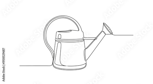 Watering Can Line Art Illustration Isolated on White