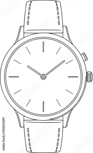 Analog Watch with Leather Strap.