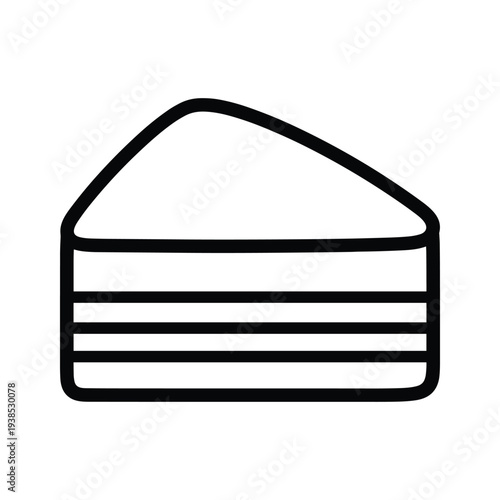 Minimalist Cake Slice or Sandwich Wedge Line Art Icon - Food and Pastry Vector Pictogram