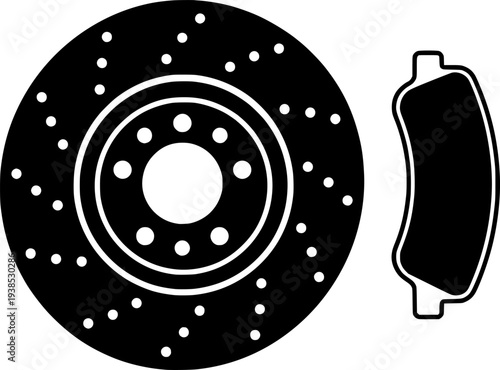 Car brake disc icon. Brake pad icon. Car service. Vector Illustration. EPS 10
