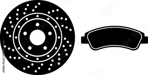 Car brake disc icon. Brake pad icon. Car service. Vector Illustration. EPS 10
