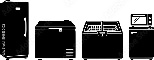 Freezer vector outline set icon. Vector illustration fridge on white background.
