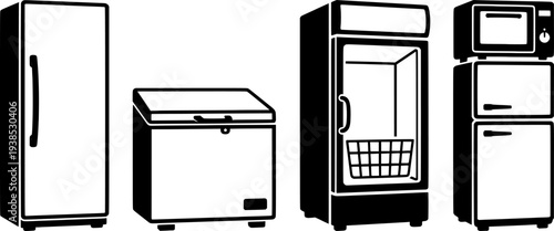 Freezer vector outline set icon. Vector illustration fridge on white background.
