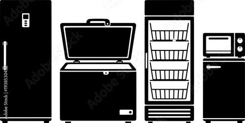 Freezer vector outline set icon. Vector illustration fridge on white background.
