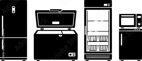 Freezer vector outline set icon. Vector illustration fridge on white background.
