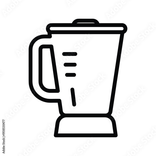 Minimalist Kitchen Blender Jar Icon, Black and White Line Art Appliance Vector Illustration