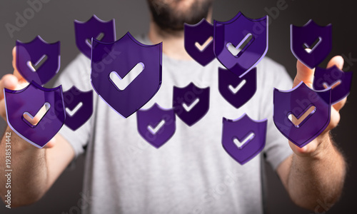 A person holding up securit...