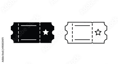 Two ticket designs one dark and one light in a graphic style silhouette