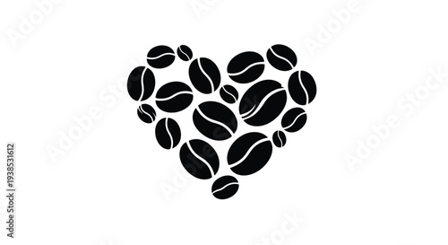 Coffee beans arranged in a heart shape a striking silhouette