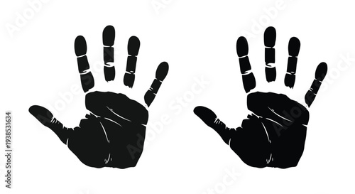 Two black handprints against a white background a striking silhouette
