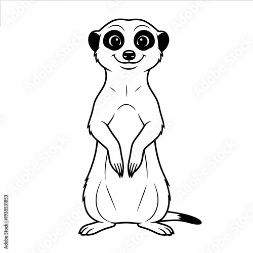 Adorable cartoon meerkat standing upright on hind legs with a cute facial expression in a simple vector graphic design