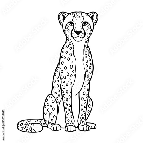 Cartoon baby cheetah sitting gracefully with a friendly expression vector illustration design