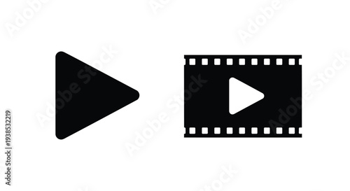 Play button and film strip icons presented as a dark silhouette