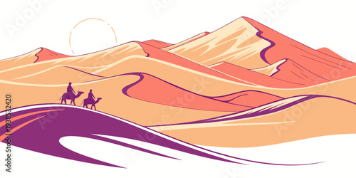 A picturesque landscape of rolling hills and valleys under a clear blue sky Vector