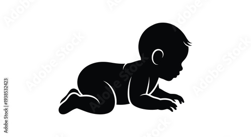 Crawling baby in a bold black silhouette
