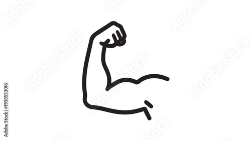Minimalist Vector Icon of a Flexed Muscular Arm Representing Bicep Strength Fitness and Bodybuilding