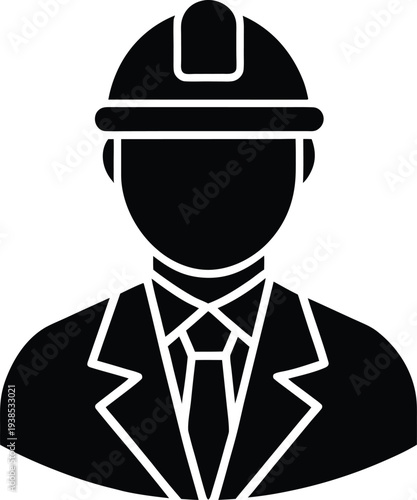 site supervisor silhouette vector art illustration, black and white design