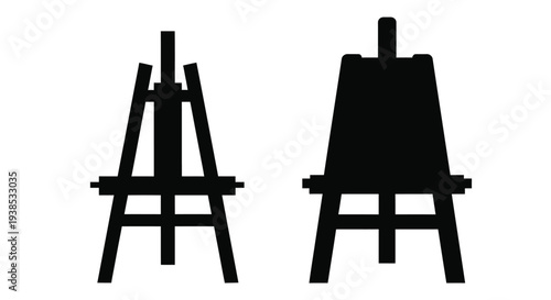 Two black art easels displayed against a white background silhouette