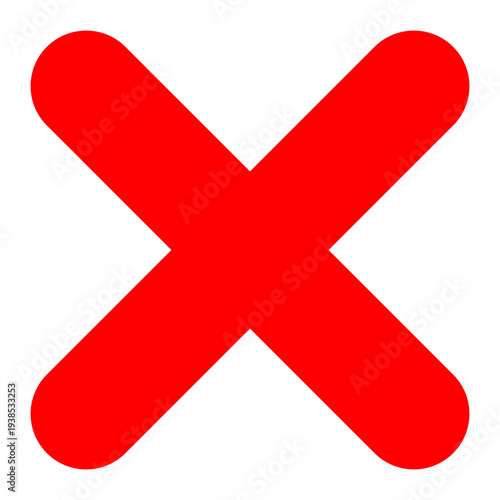 Red Cross Mark Icon for Error Rejection and Close Symbol