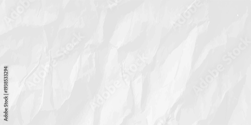White crumpled paper texture background with organic shadows and creases for design mockups and minimalist backdrop