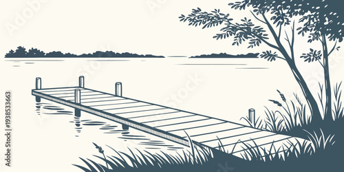 A group of people walking along a narrow path towards a distant horizon Vector