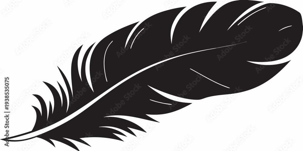 Fototapeta premium Elegant black feather illustration against a clean white background