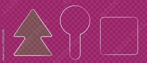 Geometric shapes including an arrow droplet and rectangle displayed