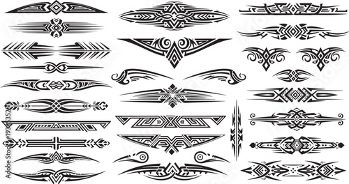 Tribal tattoo designs and symbols.