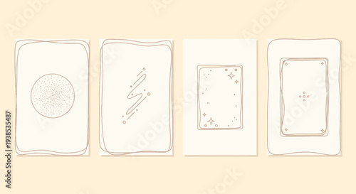 Mystic Tarot Card Backs Design, Esoteric Symbols, Fortune Telling, Spiritual Concept