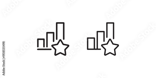 Bar chart with star icon indicating success and high ranking, representing business achievement and performance metrics
