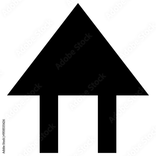 Black Upward Arrow with Dual Base for Navigation and Growth Indicator
