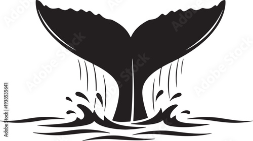 Whale tail splashing in ocean water.