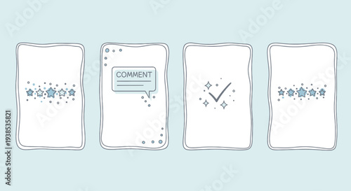 Customer feedback icons: stars, comment bubble, and checkmark on blue background.