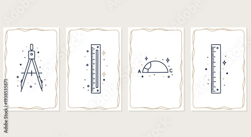 Geometric instruments, ruler, compass, protractor, measuring tools, education, math, science, drawing, art